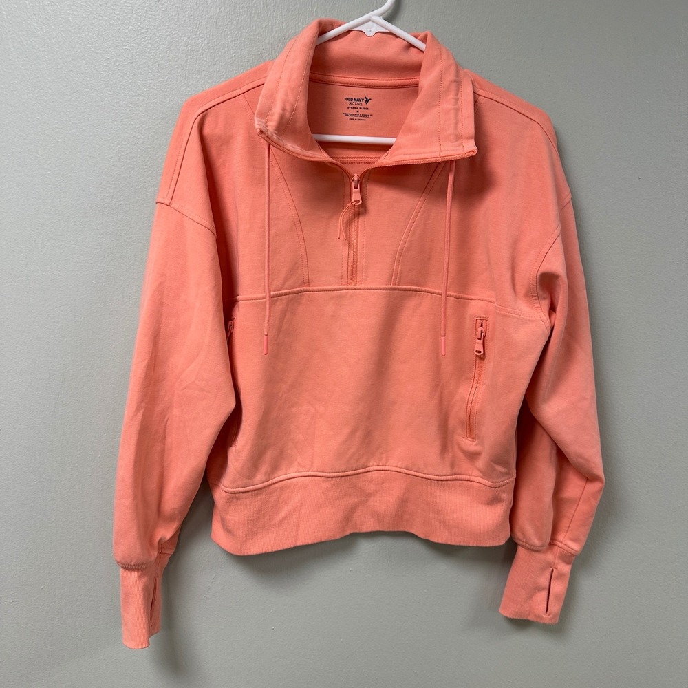 Old Navy Active Dynamic Fleece Quarter Zip Coral Peach‎ Sweatshirt Medium